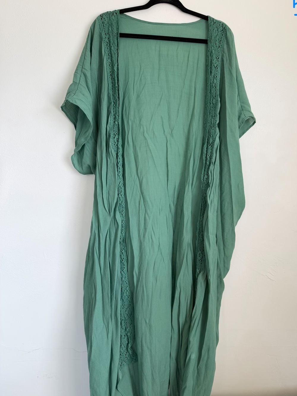 Light Green Lace-Trim Kimono Robe - Women Intimates & Sleepwear